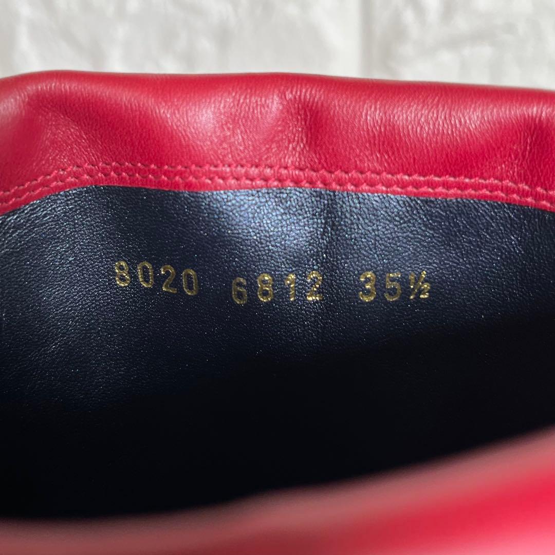 極美品】Sergio rossiレッド 本革ロング ブーツ 22.5ベルト装飾 - メルカリ