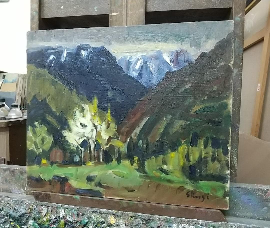 谷川の残雪」1962 F8 絵画 油絵 油彩画 風景画 アート 谷川岳 - メルカリ