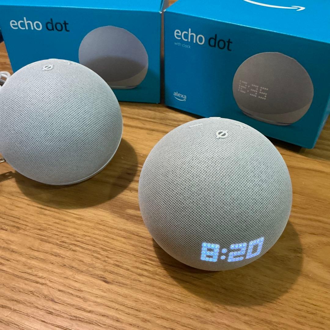 Amazon Echo Dot (第5世代) ホワイト ステレオセット Amazon Echo Dot with clock (エコードットウィズクロック) 第5世代