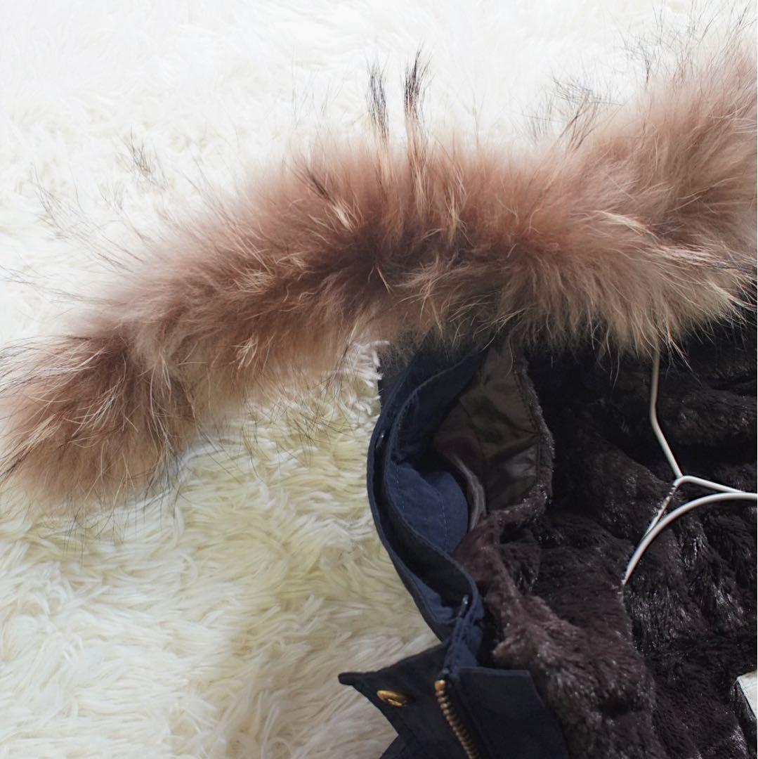 ラクーンファー《ef-de》モッズコート(11) ネイビー ライナー付き 裏ボア