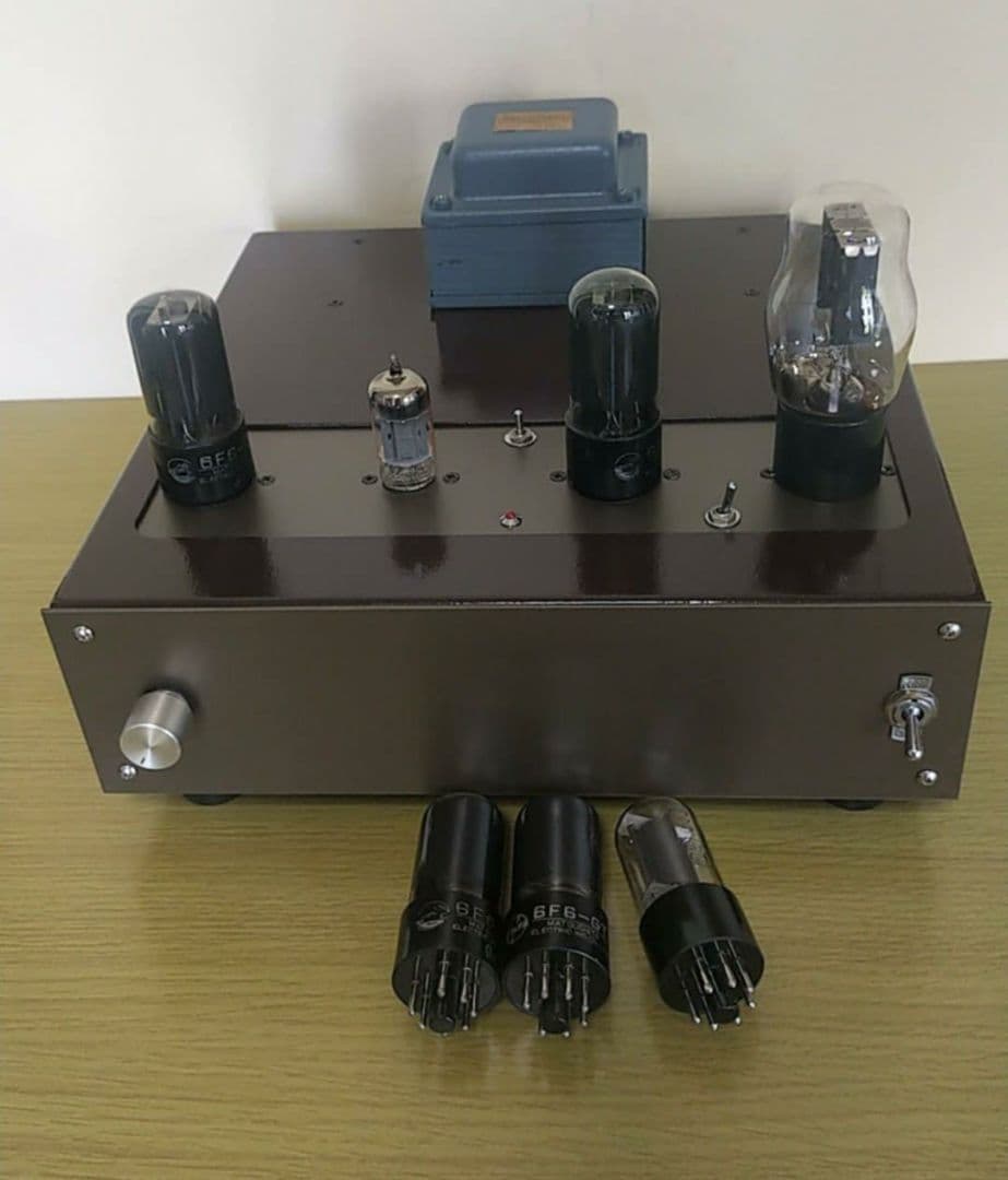 自作真空管アンプ 本体 6F6GT (6V6GT交換できる)シングル 6V6-GT/6F6-GT 兼用シングル・アンプの製作 その② / 最大出力の測定等