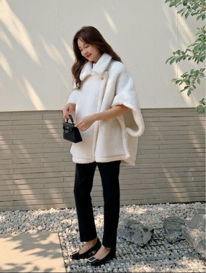 値下げ⭐︎birthdaybashボアコートホワイトポンチョの通販はau PAY