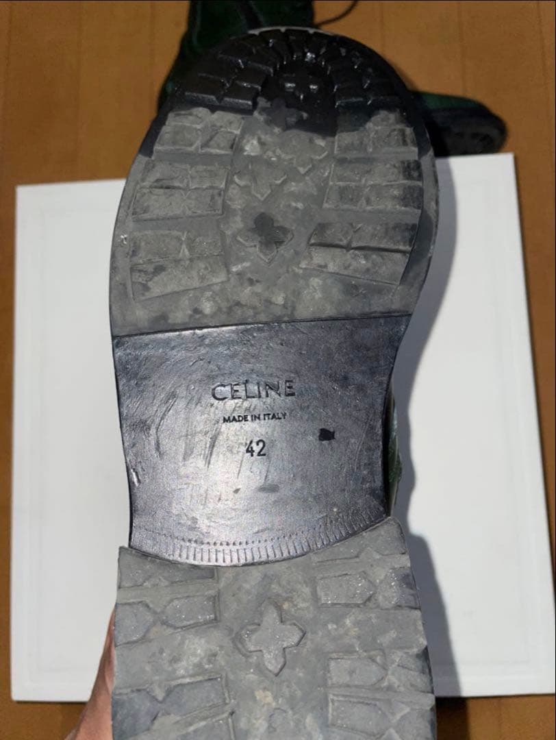 箱付き】CELINE コンバットブーツ グリーン セリーヌ エディスリマン期