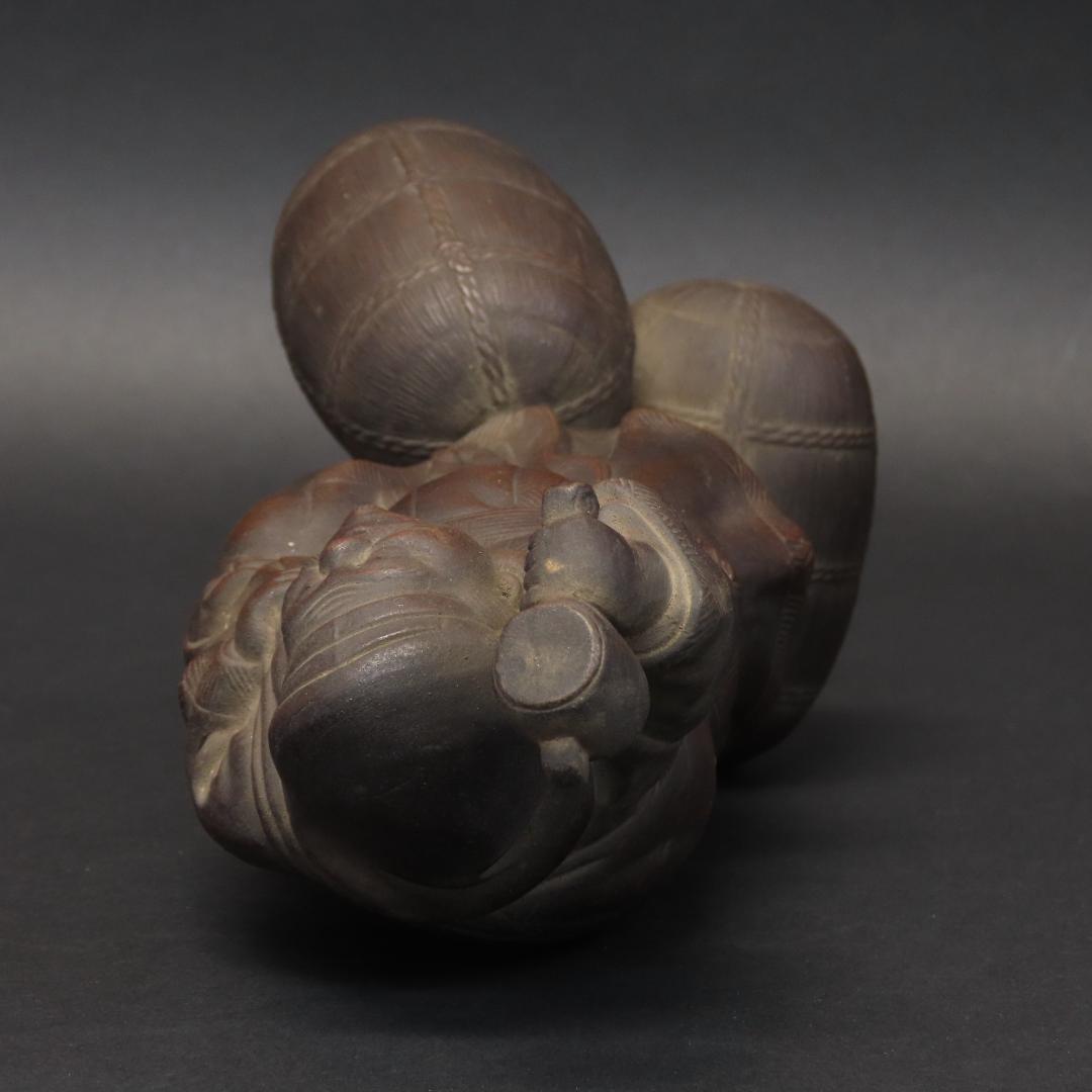 ⭕399 江戸時代末期 古備前 桃蹊堂印 珍しい俵立大黒 様