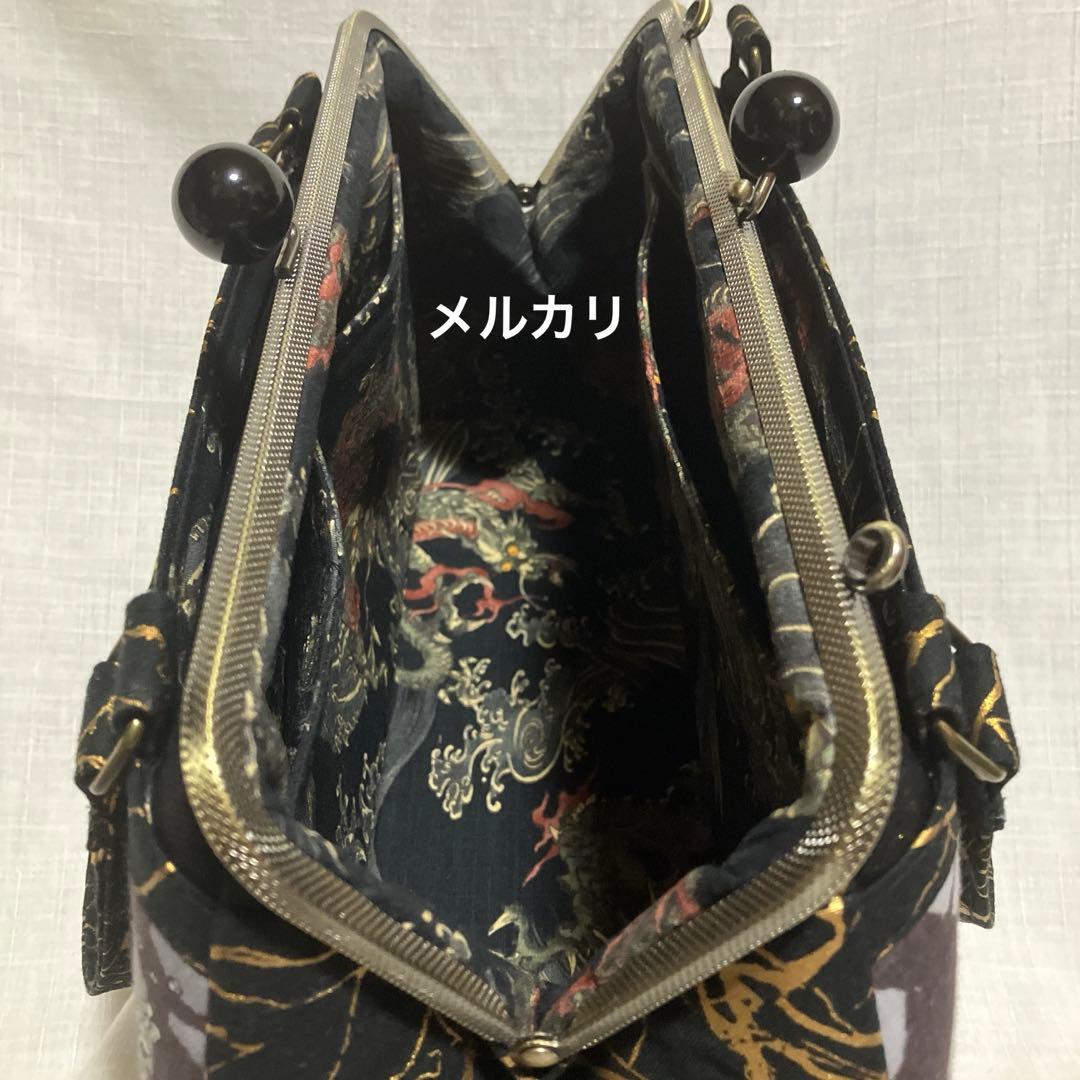 ガシャ髑髏 がま口バッグ ハンドメイド あおりバッグ 和柄 浮世絵