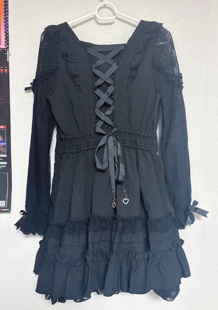 LIZLISA ティアラリボンティアードワンピース ブラック - メルカリ