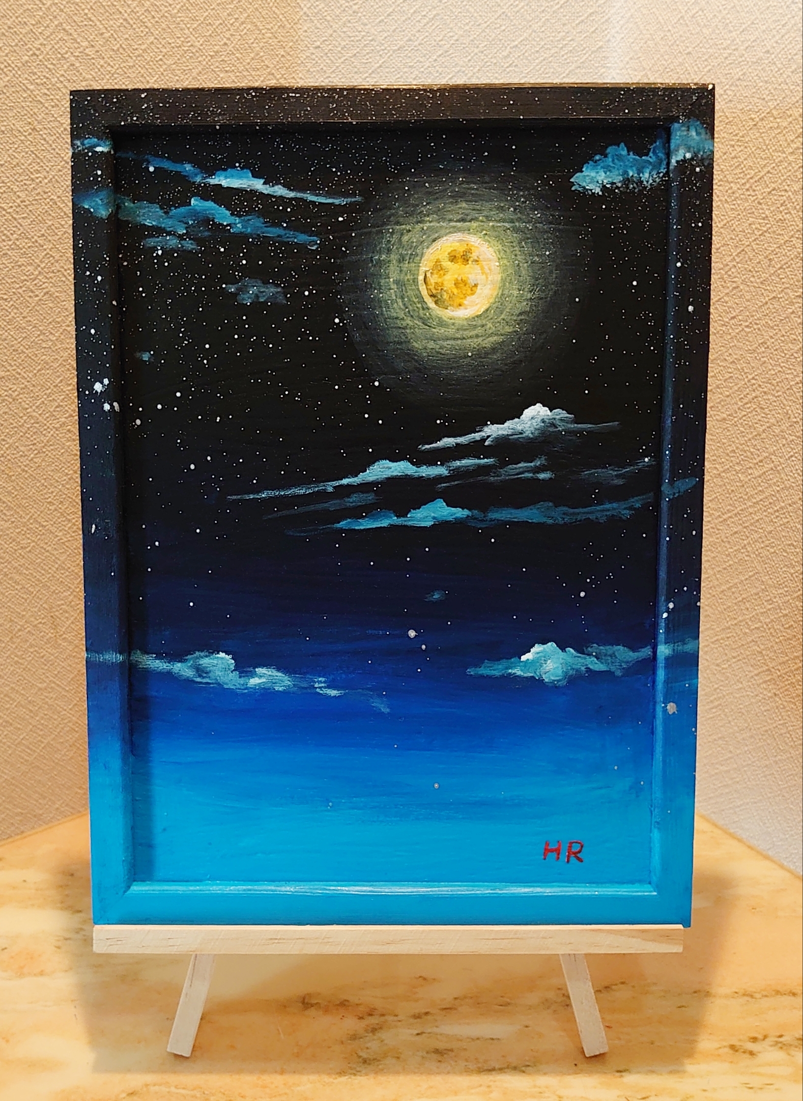 油絵 満月の夜空 - HR | minne byGMOペパボ 国内最大級の