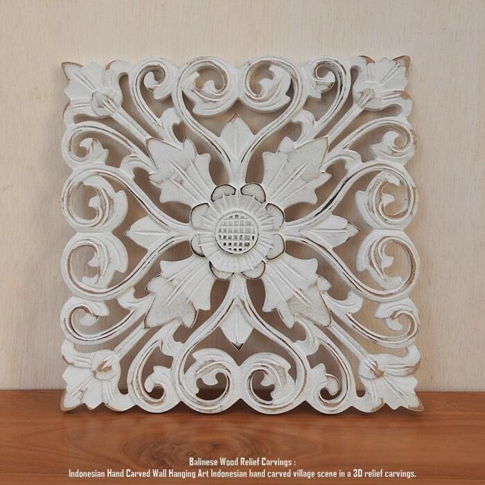 レリーフ 30cm×30cm 四角 WW ホワイトウォッシュ アートパネル 木彫り