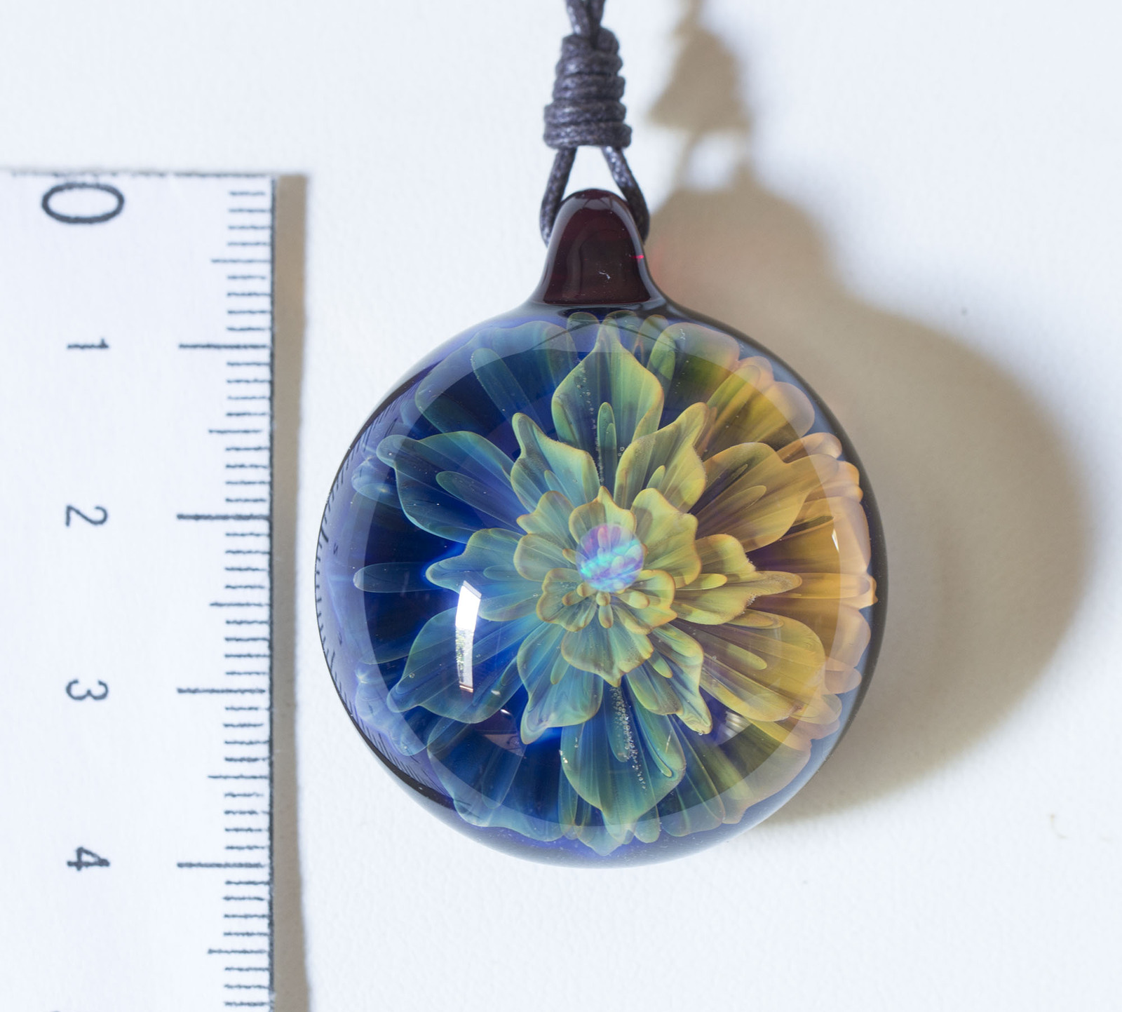 虹の花 ボロシリケイトガラスペンダント rf7 - KINOKODAMA Lampworks