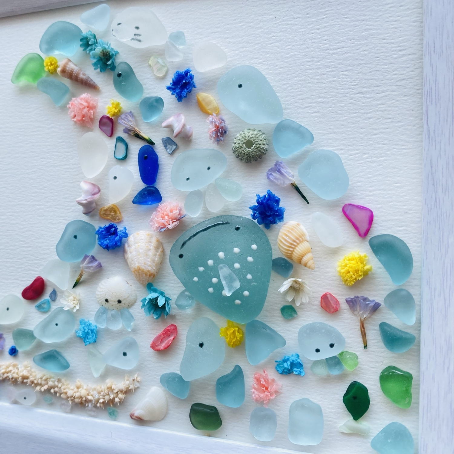 シーグラスアート＊WAVE＊星の砂＊くじら＊魚群 - HAK_m | minne byGMO