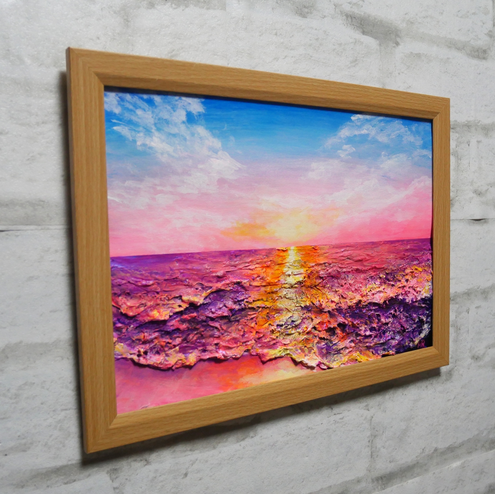 油絵 油彩 油彩画 絵 絵画 【ピンクの夕焼け】 - HR | minne byGMO