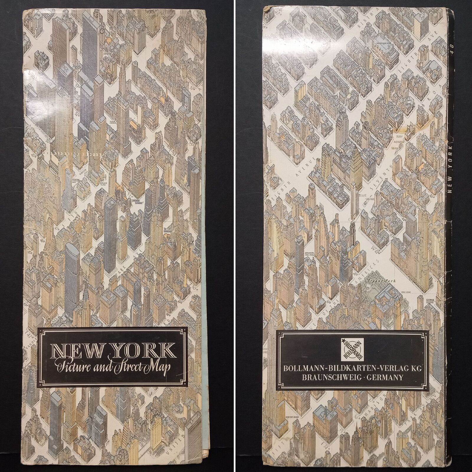 ニューヨーク 地図 超細密 鳥瞰図 マンハッタン ミッドタウン 1963