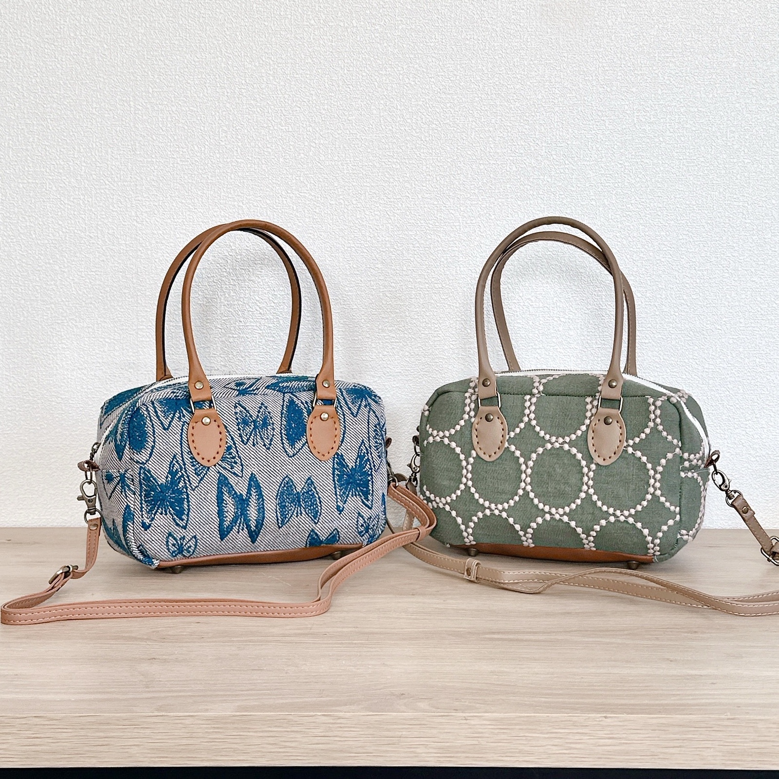 新作／ミナペルホネン生地の2wayスクエアミニボストンバッグ【選べる2