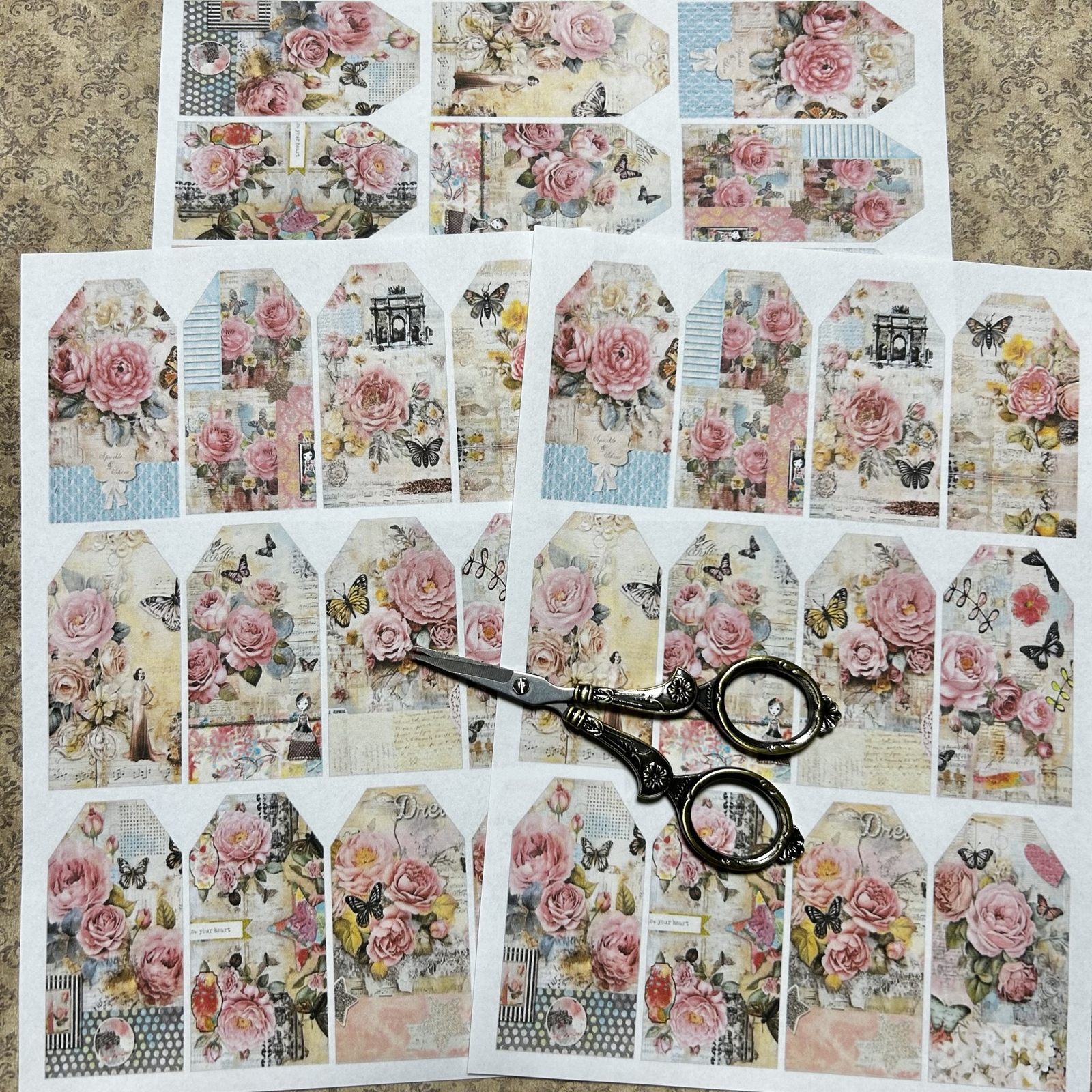 再販×19)アンティークブック(gray)紙ものセット＊コラージュ素材