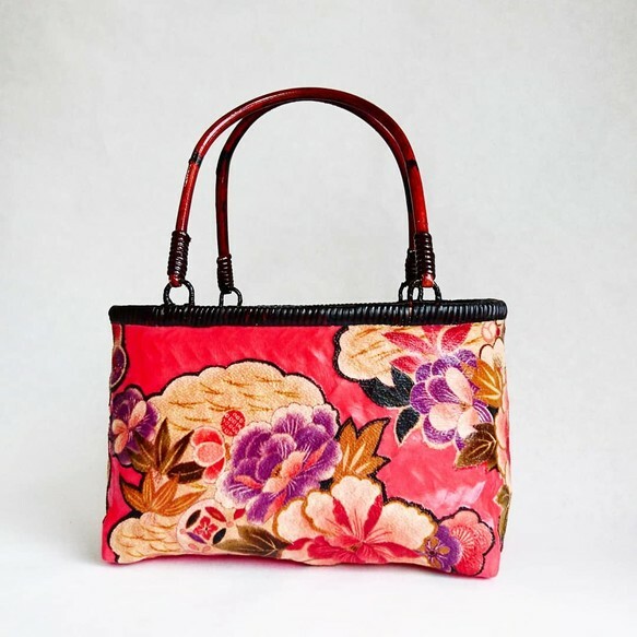 一閑張りバッグ 『華と猫』なか袋無し - 一閑張り Momo太郎 | minne