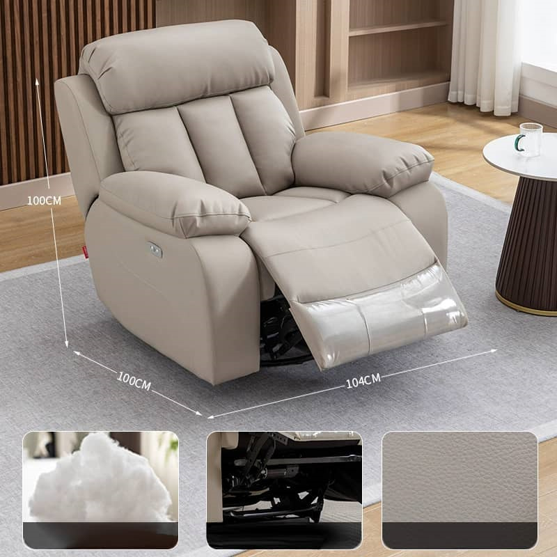 リクライニングソファ 1人掛け 本革 ベージュ ブラウン