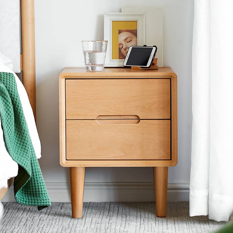 ナイトテーブル サイドテーブル 引き出し2杯 ウォールナット 木製 無垢材