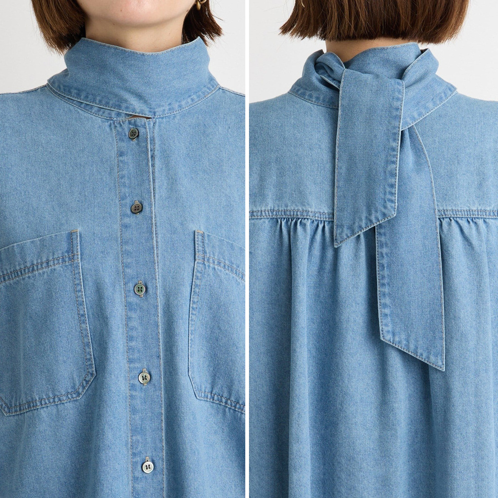 カジュアルに華やかさをプラス】デニムボウタイシャツ - RIVE DROITE