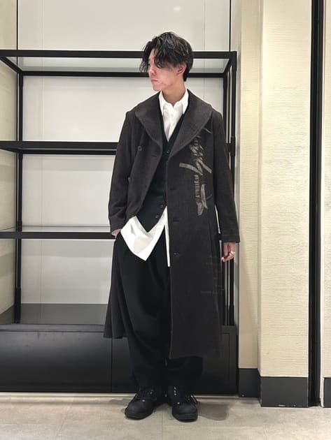 WOOL GABARDINE 7BUTTONS VEST(S Black): Yohji Yamamoto POUR HOMME