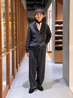 SOVEREIGN＞ウール カシミヤ アゼ ショールカラー カーディガン