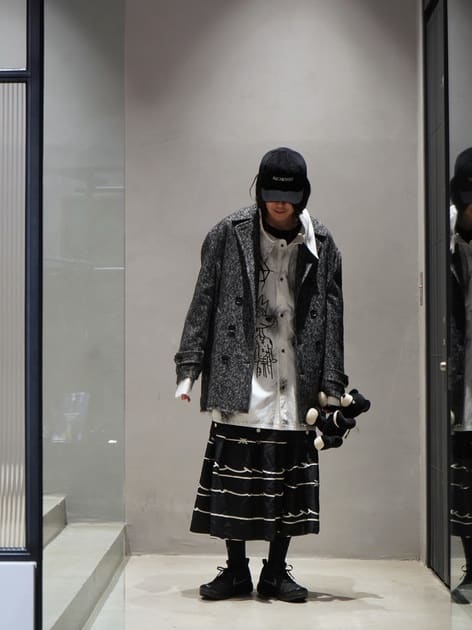 BLACK COMME des GARCONS＞ウール/ナイロン ツイード ヘリンボーン