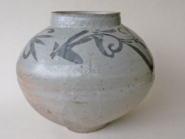 朝鮮美術 陶磁器 | 李朝白磁鉄絵熨斗文大壺 | gallery陽々youyou | 山梨県