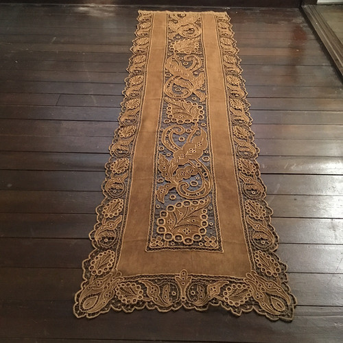 1枚) フランス アンティーク カーテン ブラウン 19世紀 53 x 197 cm