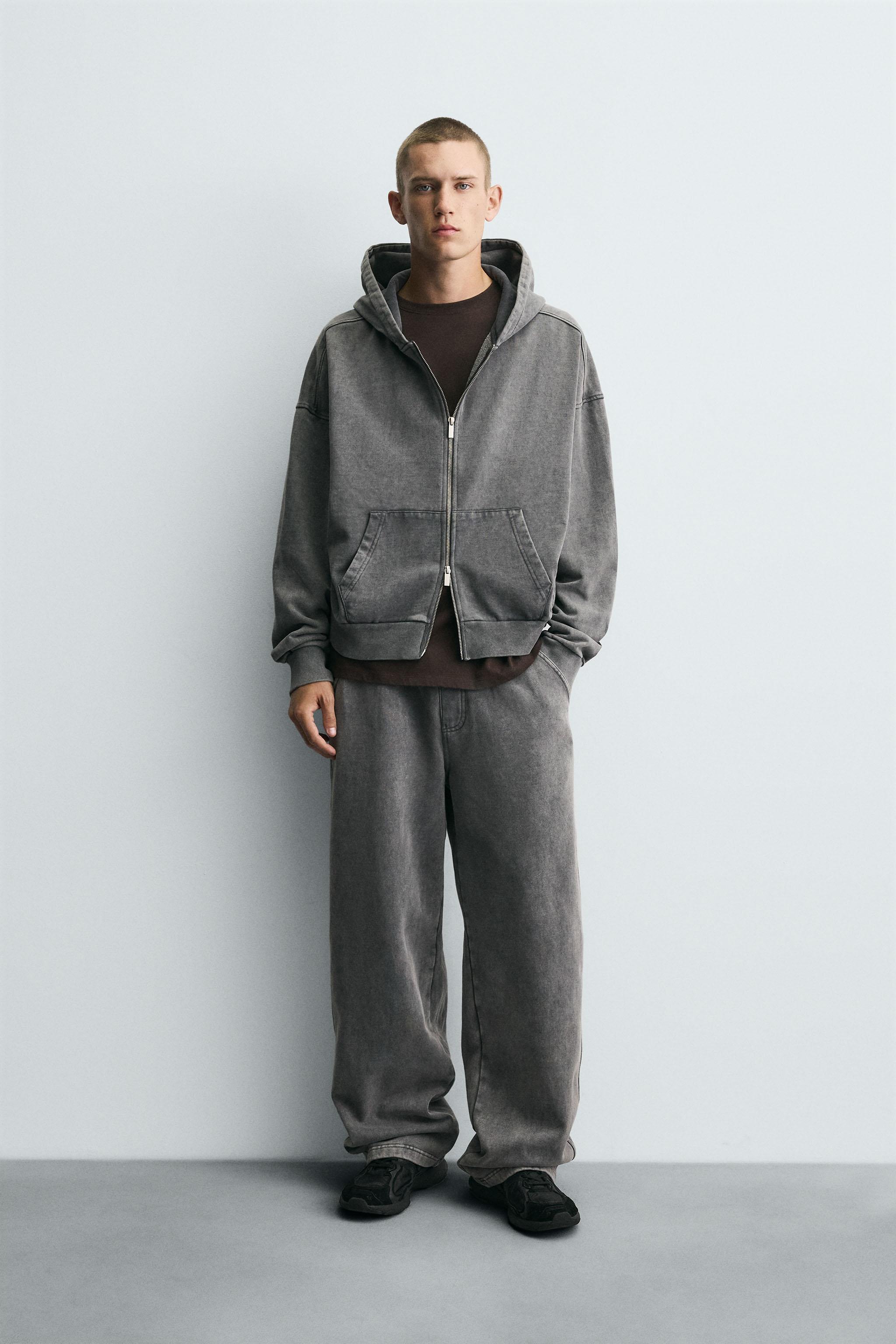 WASHED HOODED ZIP SWEATSHIRT - Grayish | ZARA Canada