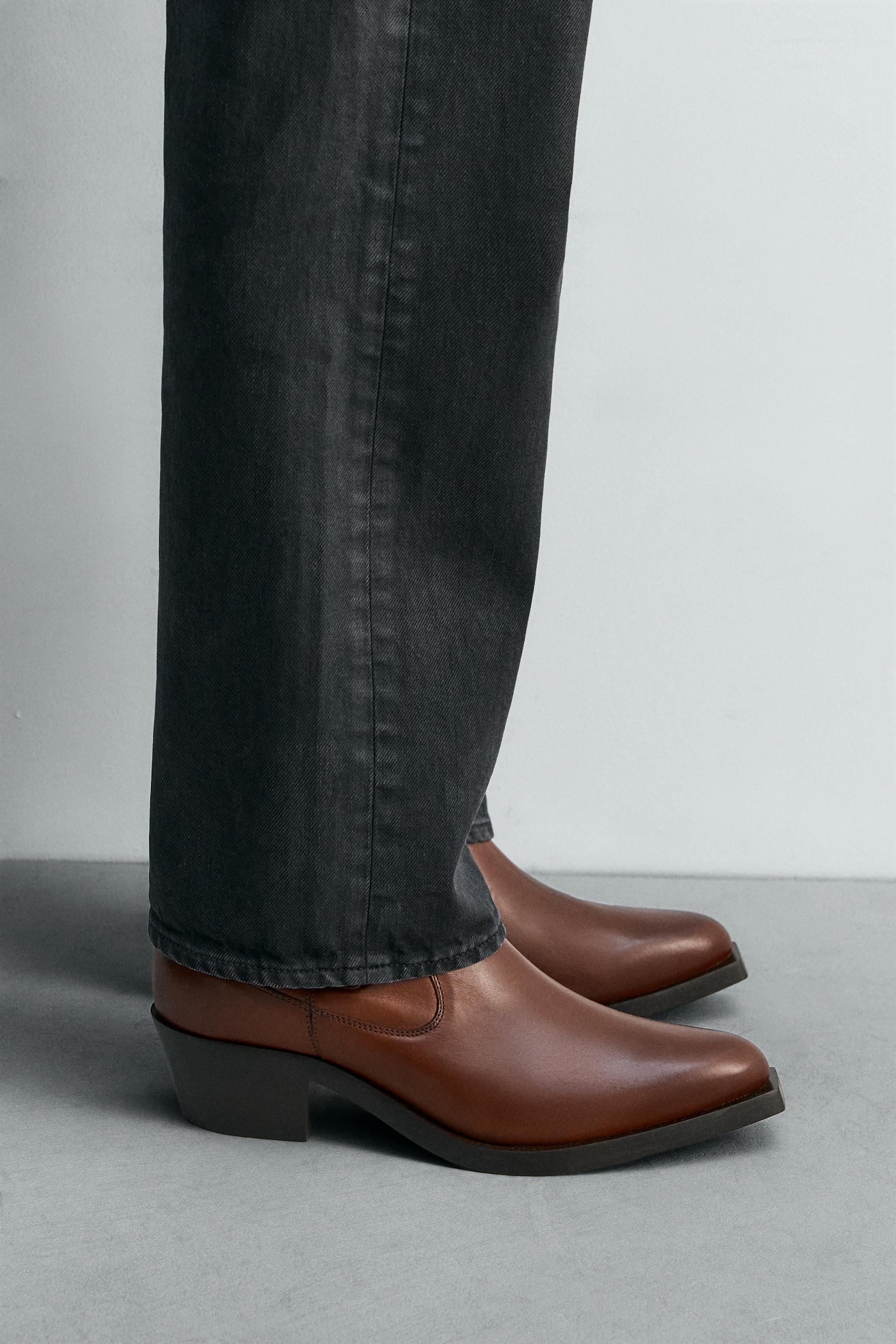 LIMITED EDITION LEATHER COWBOY BOOTS - Brown | ZARA United States