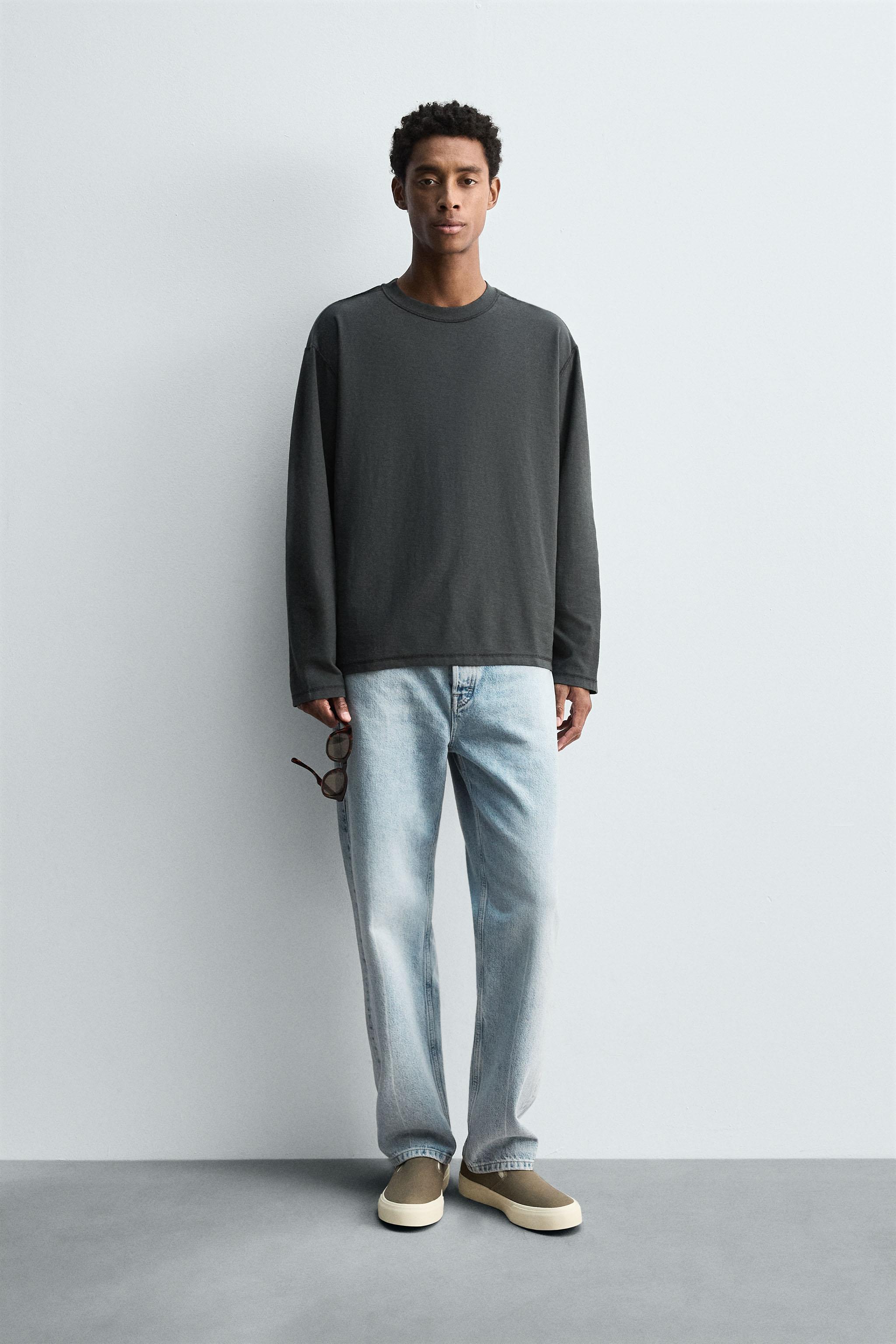 裏返し風Tシャツ - カーボングレー | ZARA Japan / 日本