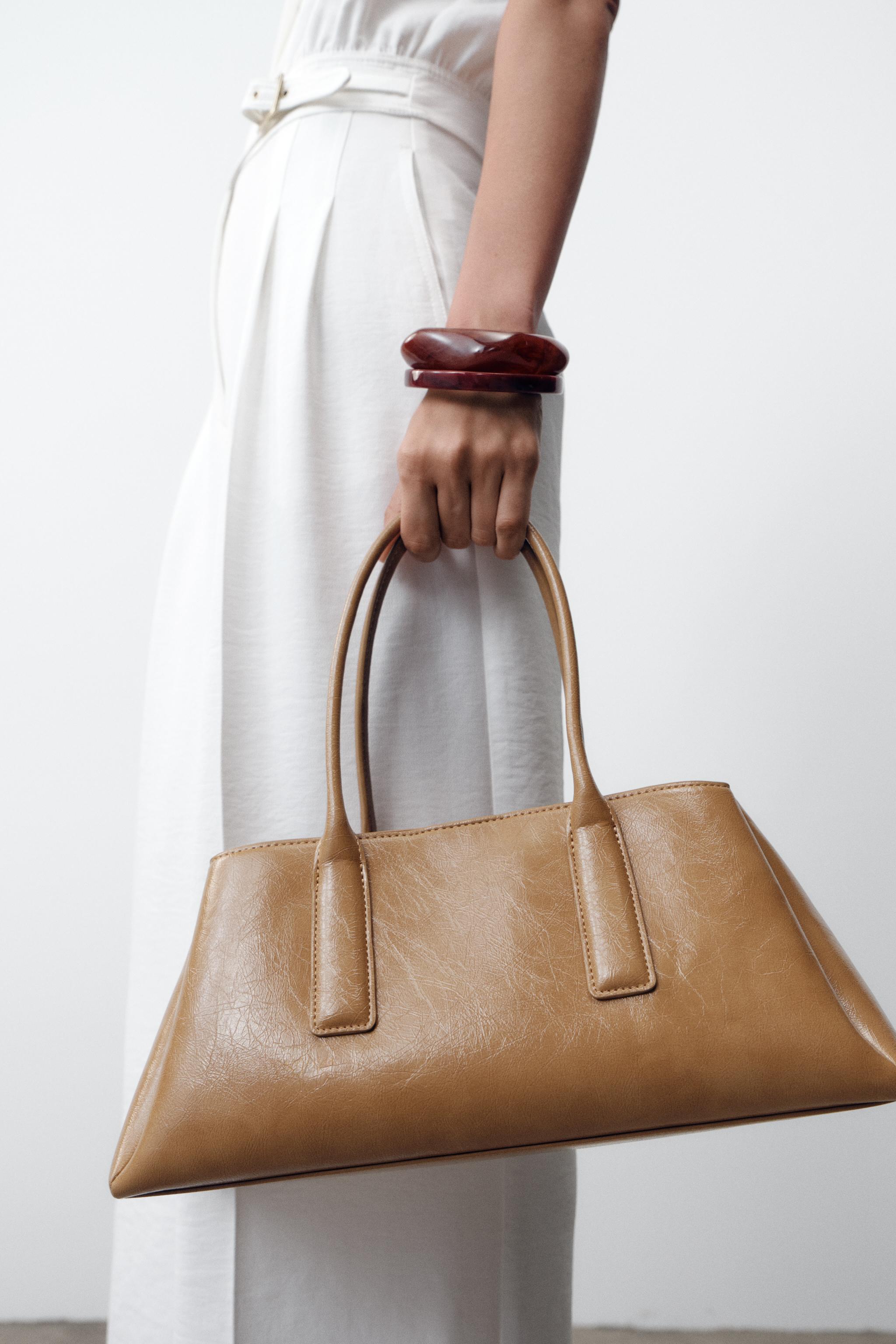 CRACKLE-EFFECT CITY BAG - Beige | ZARA United States