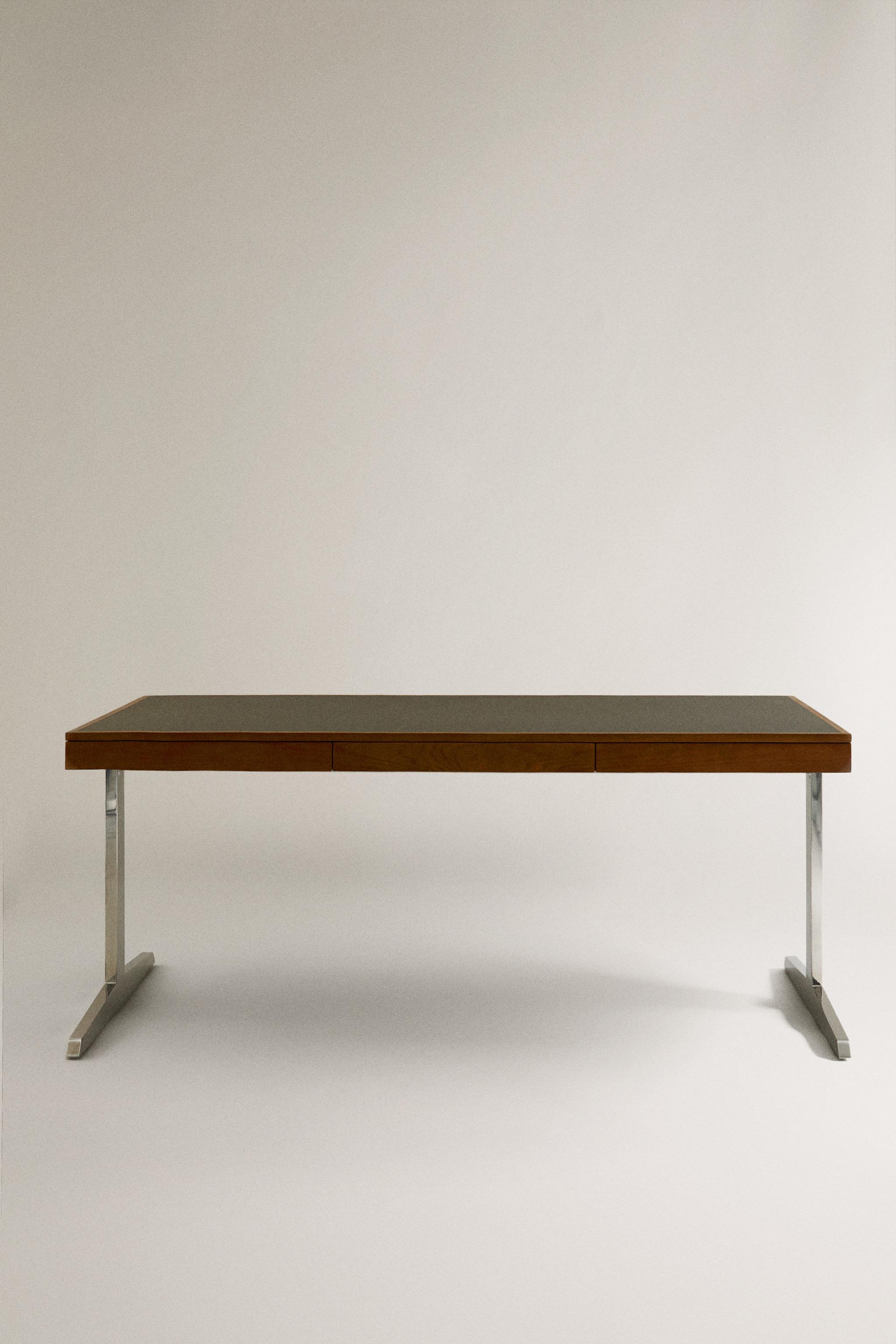 WOODEN DESK WITH METAL LEGS - Brown | ZARA United States