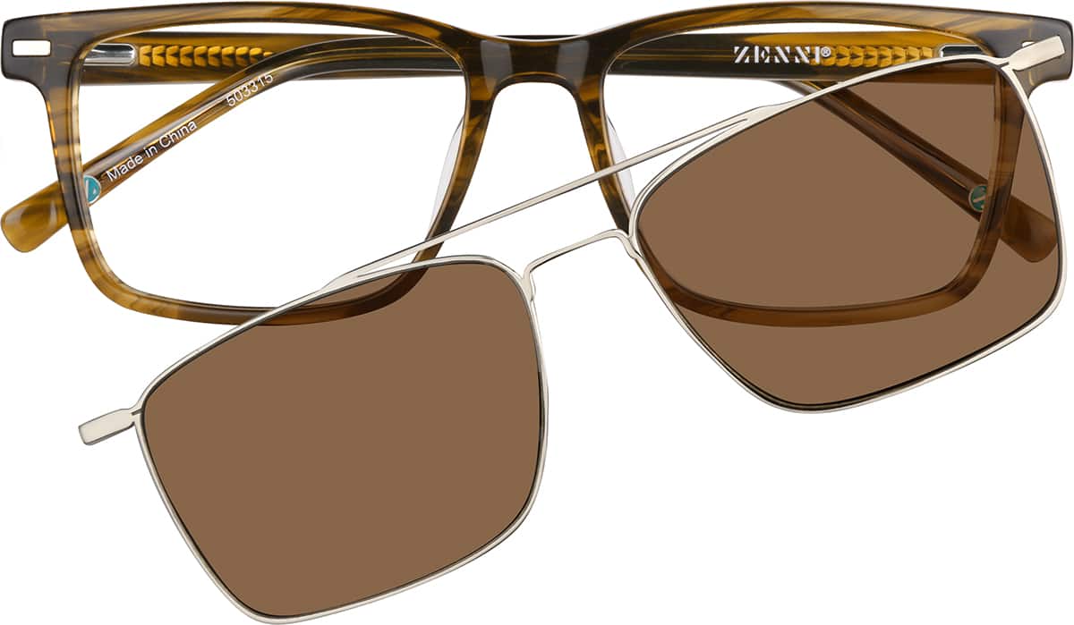 Brown Square Magnetic Snap-On Set #503315 | Zenni Optical