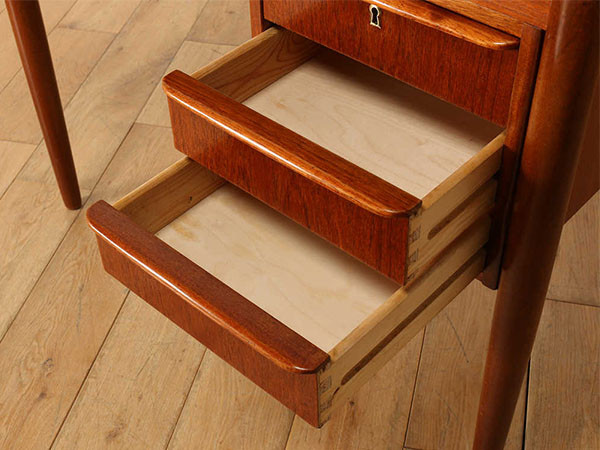 デンマーク製 アンティーク 木製デスク 3段引き出し付き デンマーク製
