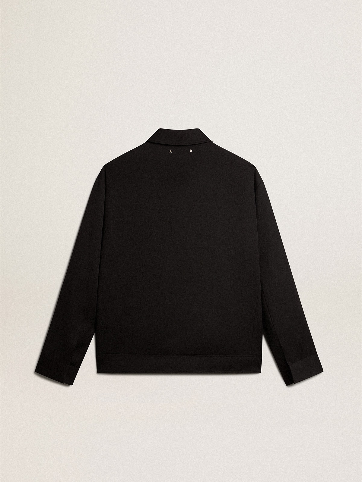 Men's zip-up jacket in black wool gabardine