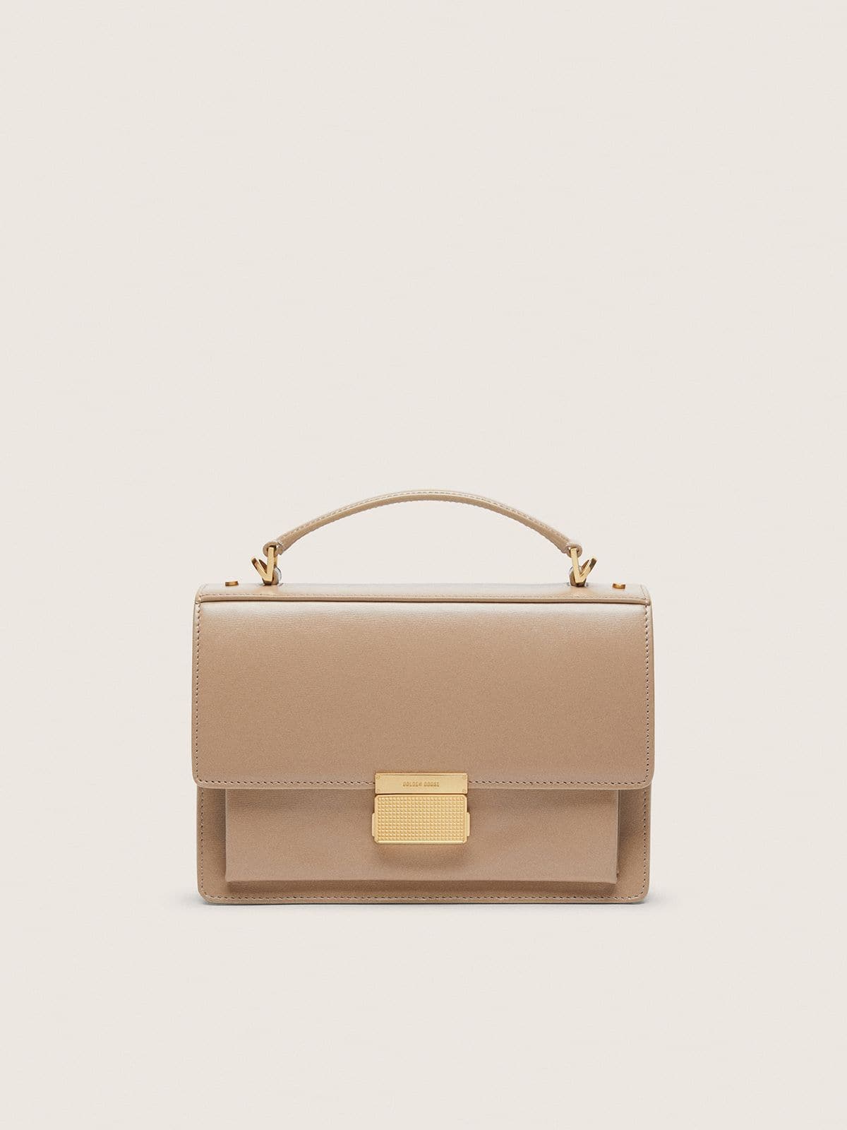 Venezia Bag in beige boarded leather with gold details