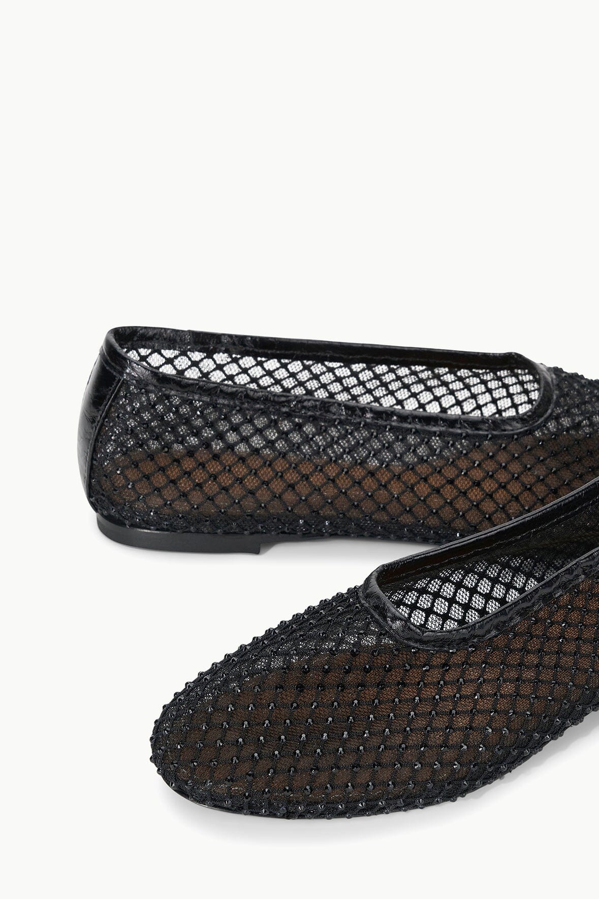STAUD ALBA BALLET FLAT BLACK CRYSTAL MESH