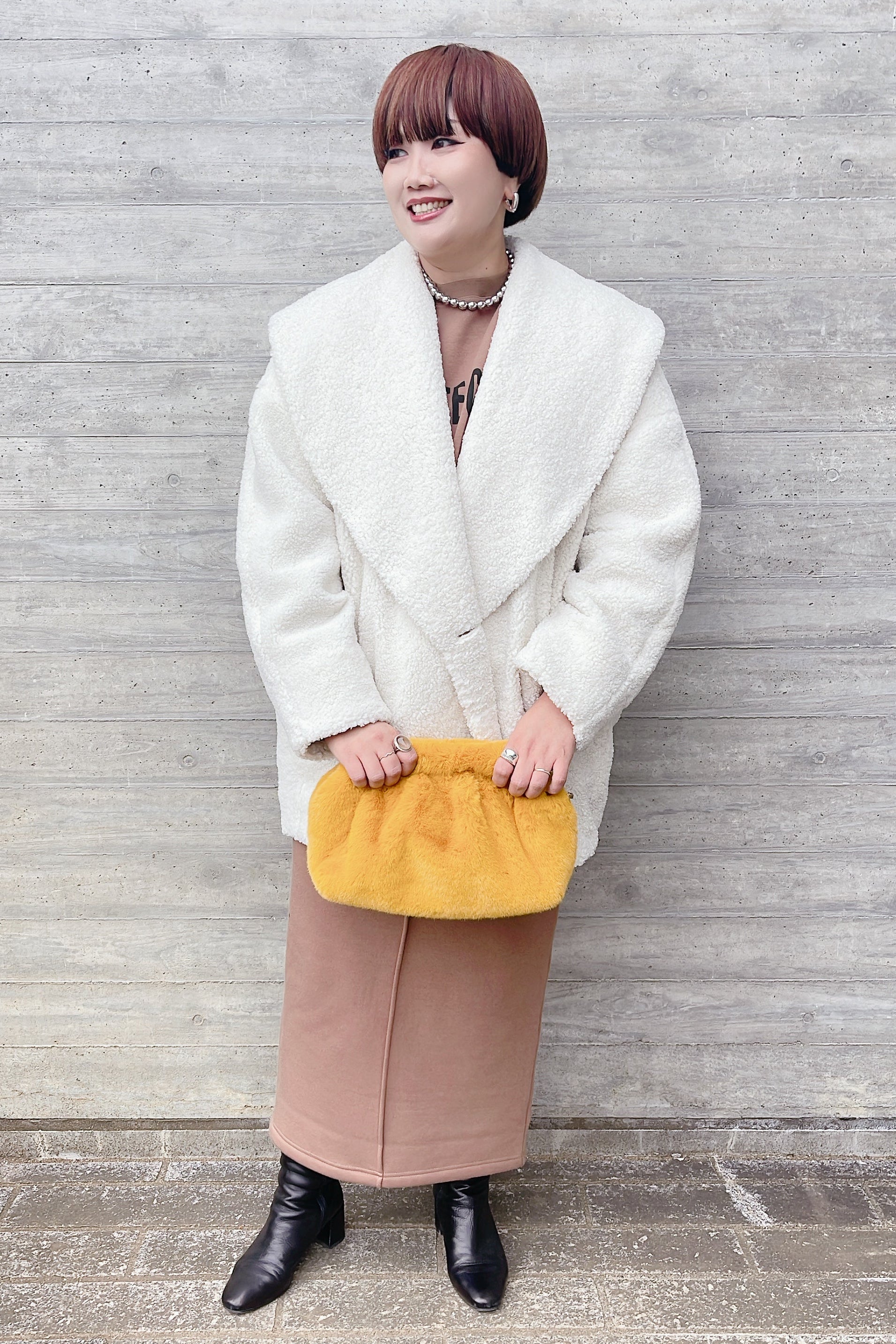 CYNICAL】ケープカラーボアコクーンコート/552-94003