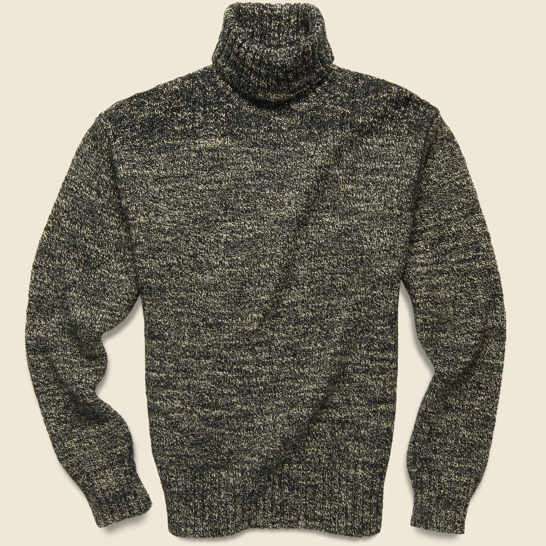 Marled Cotton-Blend Turtleneck Sweater - Black/Cream