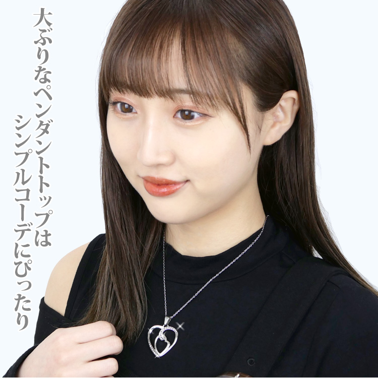ステンレスペンダント ダブルハートジュエルペンダントトップ