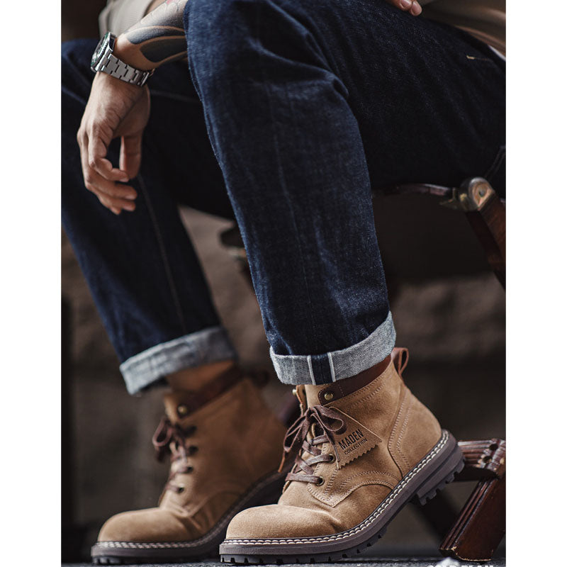 Gold plan 牛革×スエードレトロミッドワークブーツ – streofit