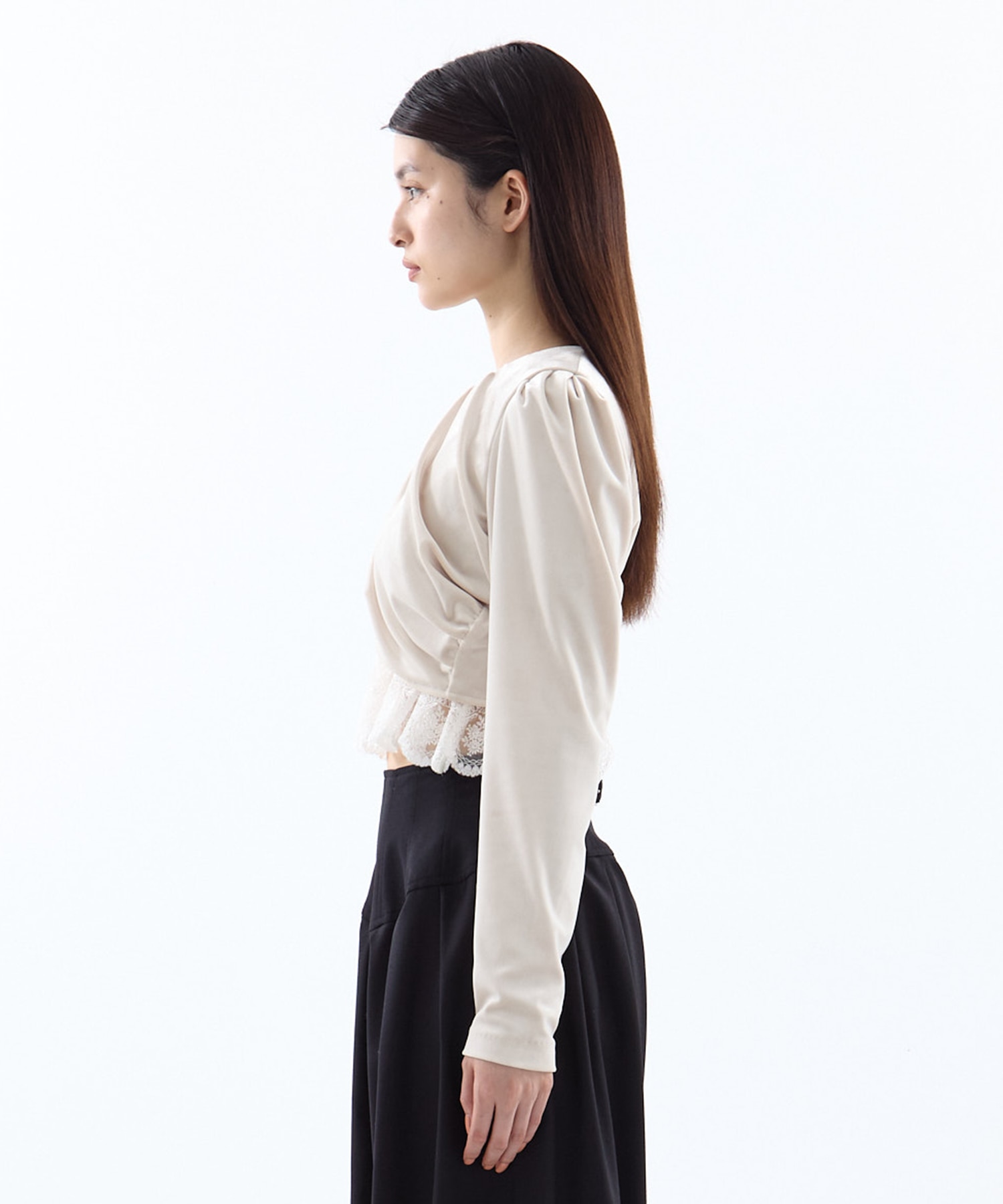 gather neck velour tops(FREE WHITE): tanakadaisuke: WOMENS