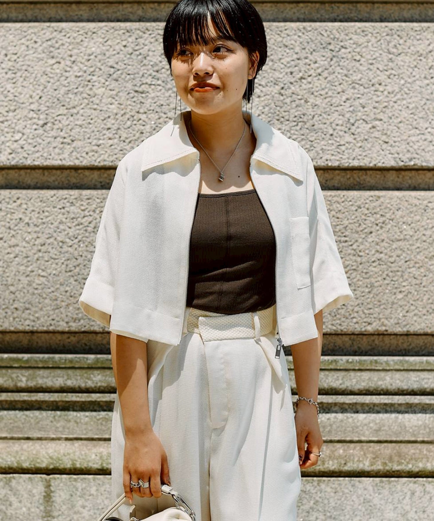 Half Sleeve Mesh Shirt(FREE IVORY): STUDIOUS: WOMENS｜ STUDIOUS