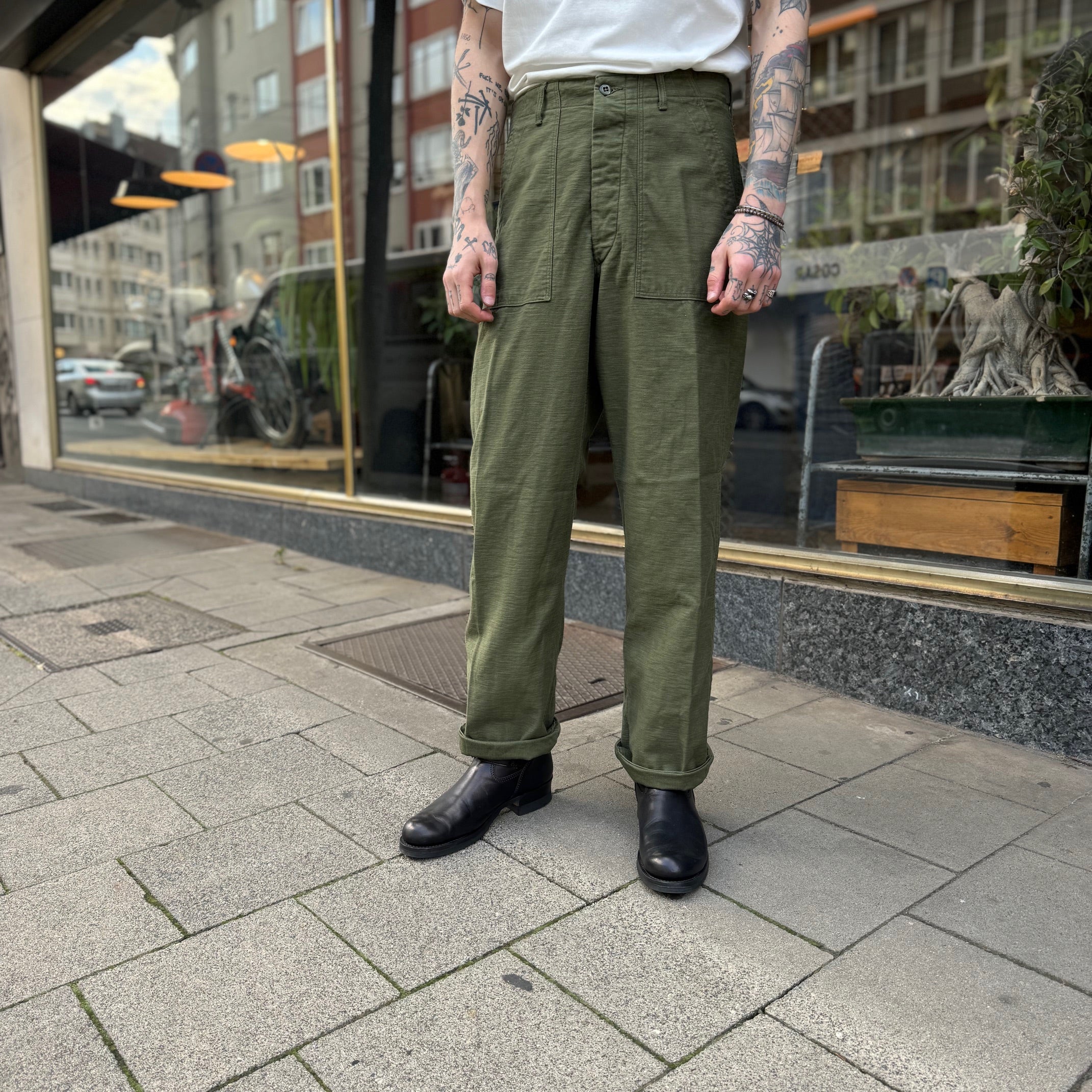 orslow | vintage fit fatigue pants dark olive – stuf|f-official