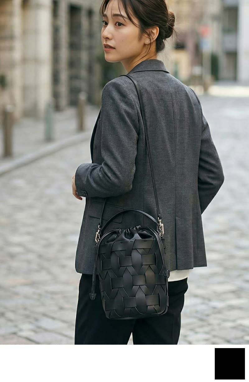 DELI by】編み込みリアルレザーバケットバッグ | おしゃれな大人