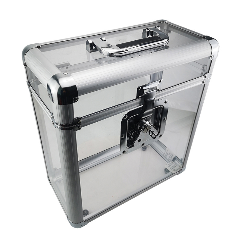 透明アクリル製ビニールレコード収納ボックス（アルミフレーム付き）