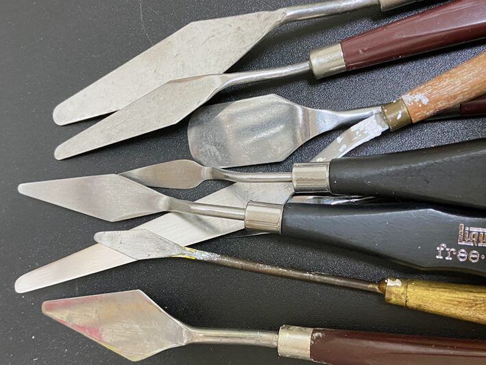 ペインティングナイフを使ったアクリル画の描き方 - 太陽と富士山と