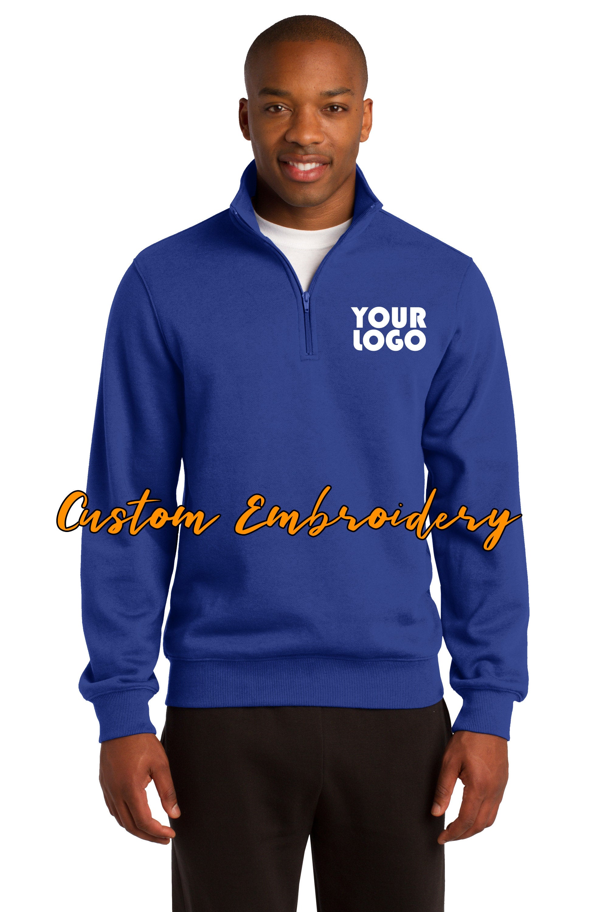 Custom Embroidered Men's Quarter 1/4 Zip Sweatshirt - Includes 4in x 4