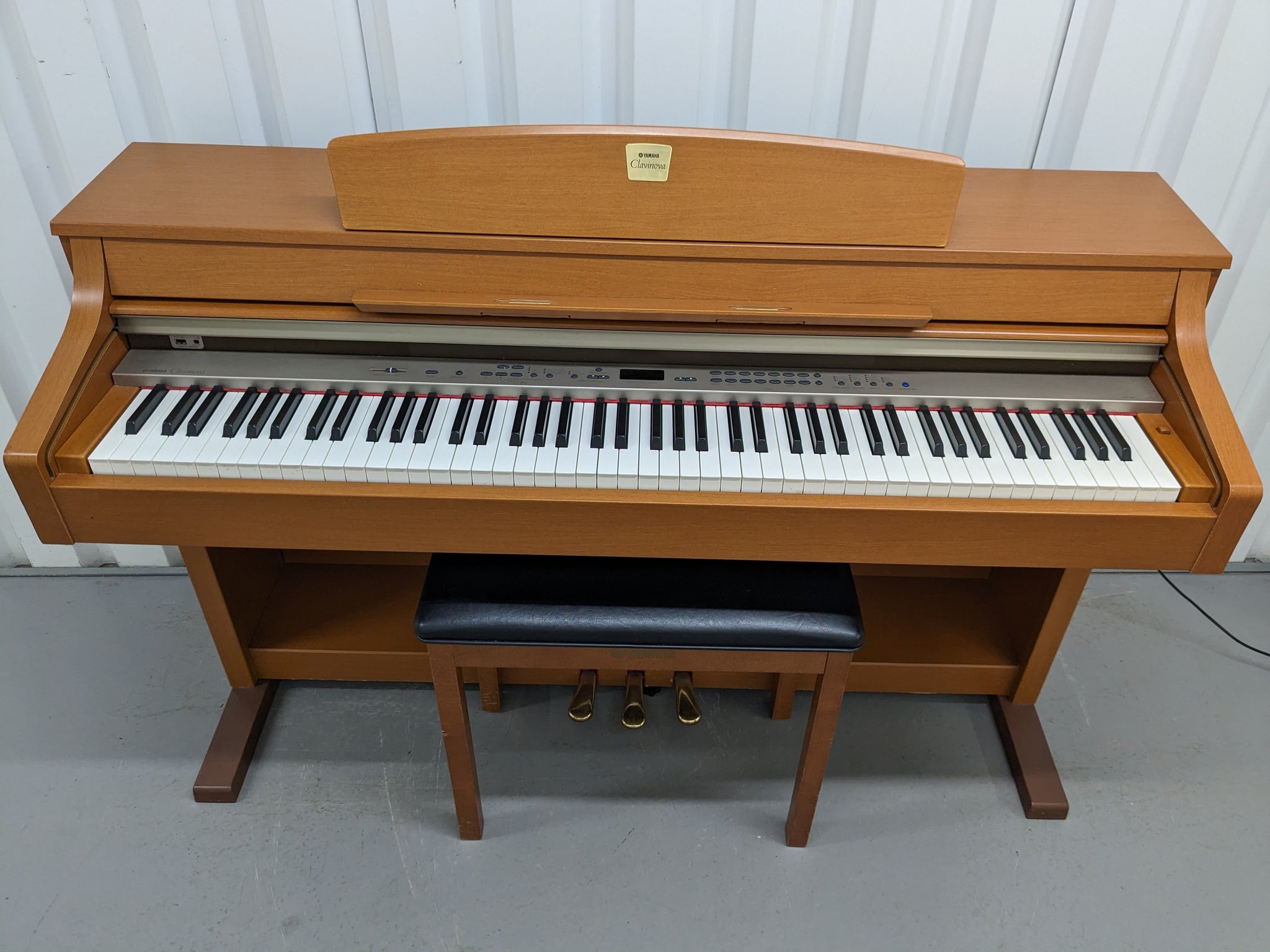 Yamaha Clavinova CLP-340 Digital Piano and stool in cherry wood