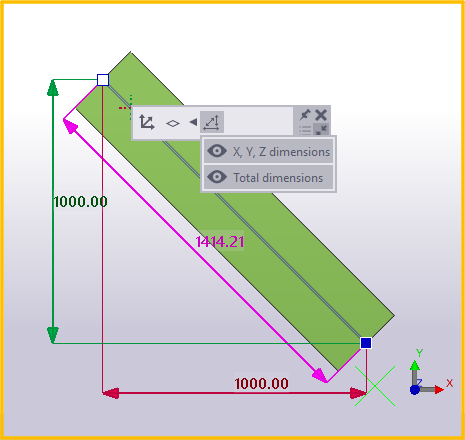 Visibility of direct modification dimensions in model ( Total & X